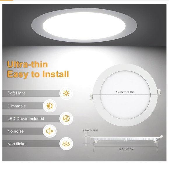 Xingruyu 7 Inch Ultra-Thin Recessed LED Lighting (4 Pack) - New - Picture 3 of 8